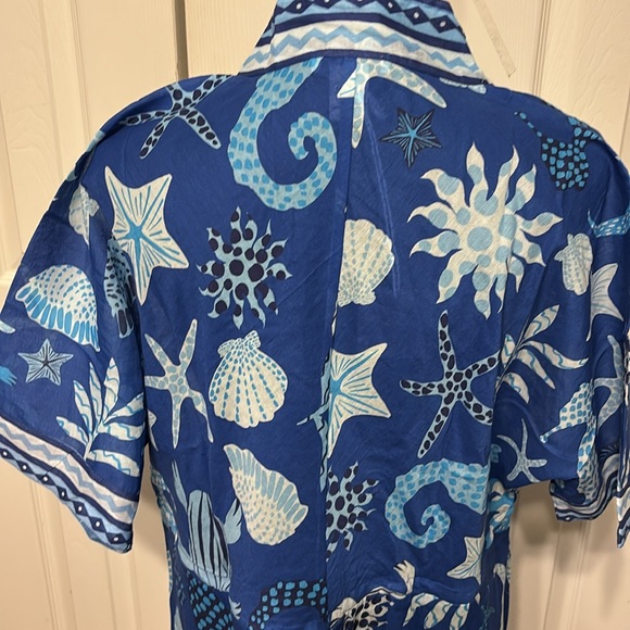 Haute Hippie Blue and White Shell Print Swim Coverup - Picture 7 of 11